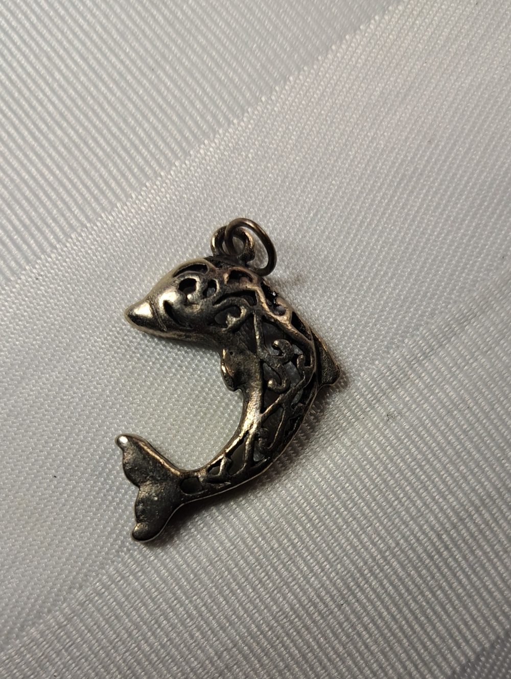 Filigree Dolphin Pendant Necklace Charm - Silver-Tone